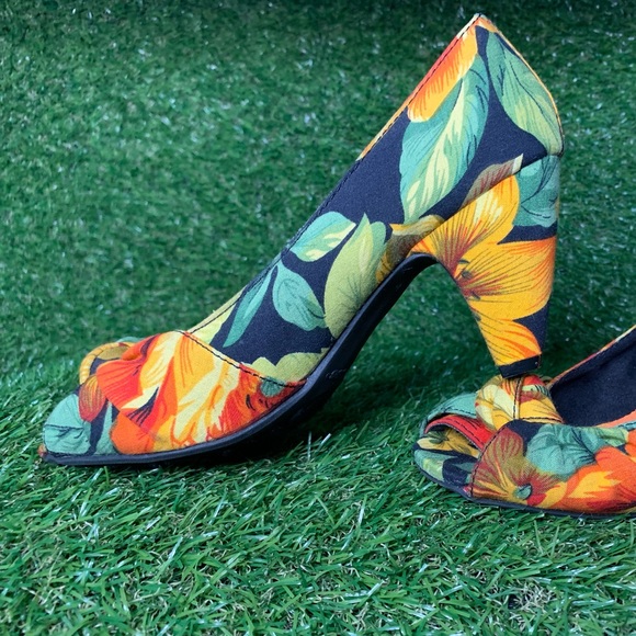 Rocketdog Top Knot Floral Fabric Peep Toe - Picture 8 of 8